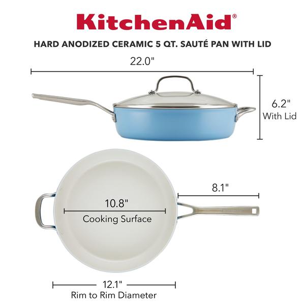 Frigideira KitchenAid de cerâmica anodizada rígida antiaderente 5L azul Imagem de Frigideira KitchenAid de cerâmica anodizada rígida antiaderente 5L azul