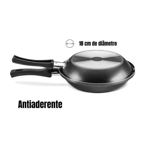 Frigideira Omeleteira 18cm Antiaderente Para Ovos Fritos Pequena Cozinha Casa - MTA Imagem de Frigideira Omeleteira 18cm Antiaderente Para Ovos Fritos Pequena Cozinha Casa