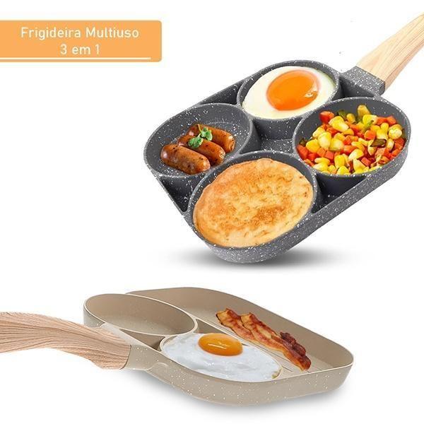 Frigideira Omeleteira Antiaderente Branca Multiuso 3 Em 1 - DRAIK Imagem de Frigideira Omeleteira Antiaderente Branca Multiuso 3 Em 1