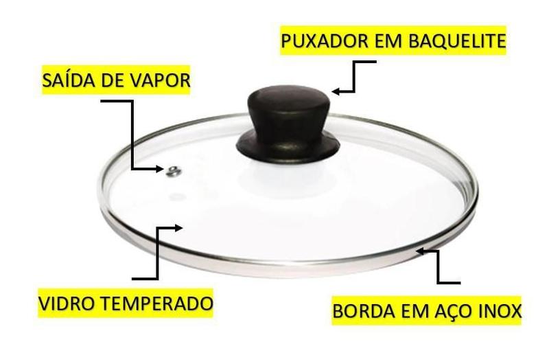 Imagem de Frigideira Ovo Antiaderente Teflon Pequena Tampa Vidro 16 Cm