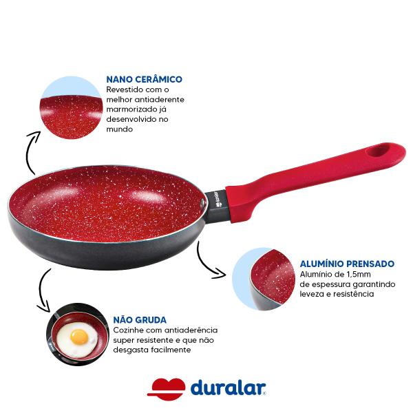 Frigideira Ovo Cerâmica Antiaderente N14 Red Marble Duralar Imagem de Frigideira Ovo Cerâmica Antiaderente N14 Red Marble Duralar