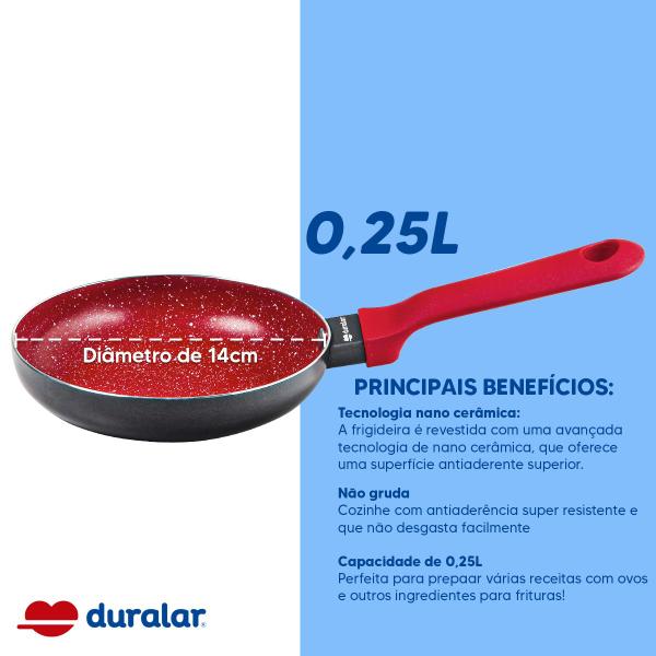 Frigideira Ovo Cerâmica Antiaderente N14 Red Marble Duralar Imagem de Frigideira Ovo Cerâmica Antiaderente N14 Red Marble Duralar