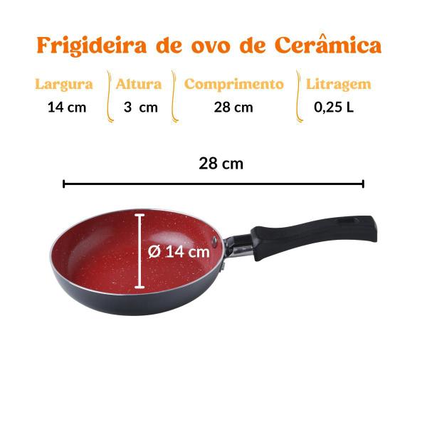 Imagem de Frigideira Para Ovo de Cerâmica 14 cm 250 ml Antiaderente