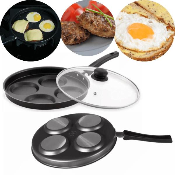 Frigideira para Ovos 4 em 1 com Tampa Pouco Óleo Antiadetente Comida Saudável - Nacional Imagem de Frigideira para Ovos 4 em 1 com Tampa Pouco Óleo Antiadetente Comida Saudável
