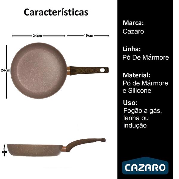 Frigideira Pó De Mármore Antiaderente 24cm Marrom Cazaro Imagem de Frigideira Pó De Mármore Antiaderente 24cm Marrom Cazaro