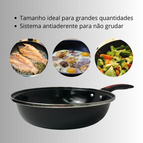 Frigideira Preta Esmaltada Sem Tampa de 28cm e Antiaderente - Em Casa Tem Imagem de Frigideira Preta Esmaltada Sem Tampa de 28cm e Antiaderente