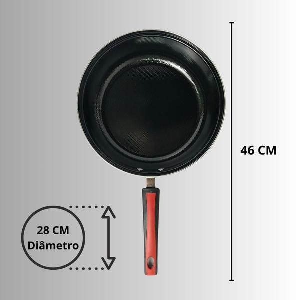 Frigideira Preta Esmaltada Sem Tampa de 28cm e Antiaderente - Em Casa Tem Imagem de Frigideira Preta Esmaltada Sem Tampa de 28cm e Antiaderente