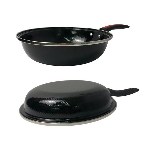 Frigideira Preta Esmaltada Sem Tampa de 28cm e Antiaderente - Em Casa Tem Imagem de Frigideira Preta Esmaltada Sem Tampa de 28cm e Antiaderente
