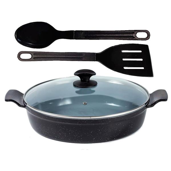 Frigideira Preto Liso Antiaderente Cerâmica Talher 02 AA30cm - Javali Imagem de Frigideira Preto Liso Antiaderente Cerâmica Talher 02 AA30cm