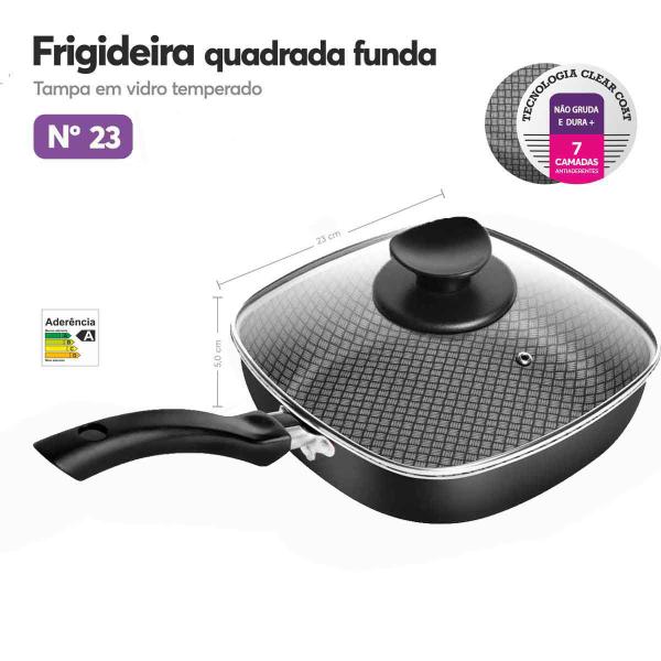 Imagem de Frigideira Quadrado Antiaderente n23 + Caneco Fervedor n 15 Preto Patolux