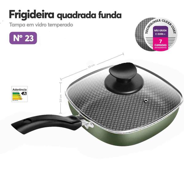 Imagem de Frigideira Quadrado Antiaderente n23 + Caneco Fervedor n 15 Verde Patolux