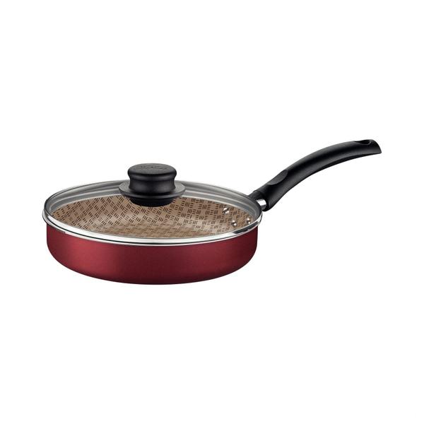 Frigideira Reta Tramontina Turim Antiaderente Starflon Max Vermelho com Tampa de Vidro 22 cm 1,7 L Imagem de Frigideira Reta Tramontina Turim Antiaderente Starflon Max Vermelho com Tampa de Vidro 22 cm 1,7 L