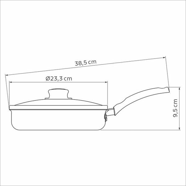 Imagem de Frigideira reta tramontina turim em alumínio com revestimento interno e externo em antiaderente starflon max vermelho com tampa de vidro 22 cm 1,7 l