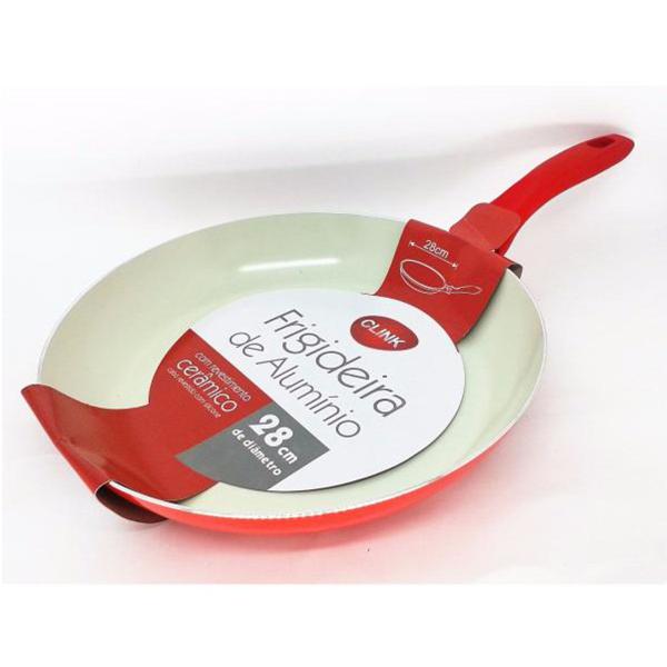Frigideira Revestida Com Cerâmica 28 Cm Vermelha Clink Imagem de Frigideira Revestida Com Cerâmica 28 Cm Vermelha Clink