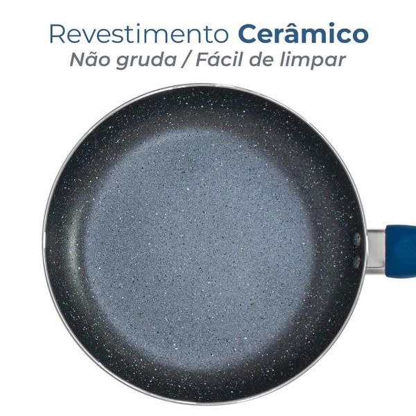 Imagem de Frigideira Revestimento Antiaderente Cerâmica 22cm Genebra Blue - Casambiente