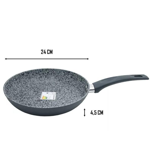 Imagem de Frigideira Spice Revestimento Granito Antiaderente Para Fogão Gás, Elétrico E Indução Preto Fosco 24cm ou 28cm A5 Import