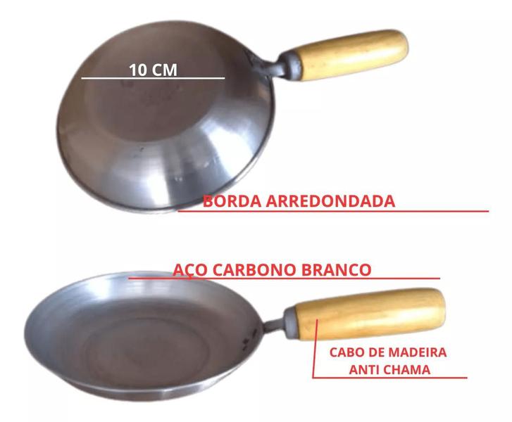 Imagem de Frigideira Tapioqueira Frita Ovos Omelete Crepe Indução Não Gruda Em Aço Carbono 20cm