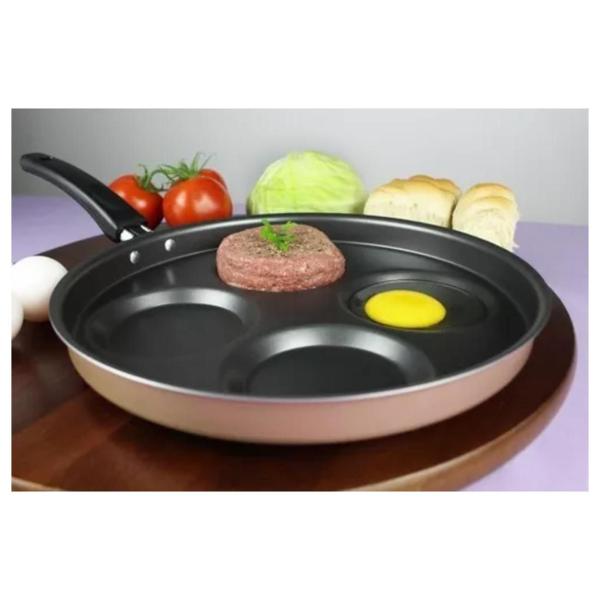Frigideira Teflon 4 Ovos Antiaderente Preta C/ Tampa Cor Vermelho - Dona Chefa Imagem de Frigideira Teflon 4 Ovos Antiaderente Preta C/ Tampa Cor Vermelho
