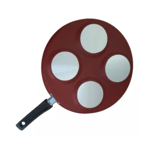 Frigideira Teflon 4 Ovos Antiaderente Preta C/ Tampa Cor Vermelho - Dona Chefa Imagem de Frigideira Teflon 4 Ovos Antiaderente Preta C/ Tampa Cor Vermelho