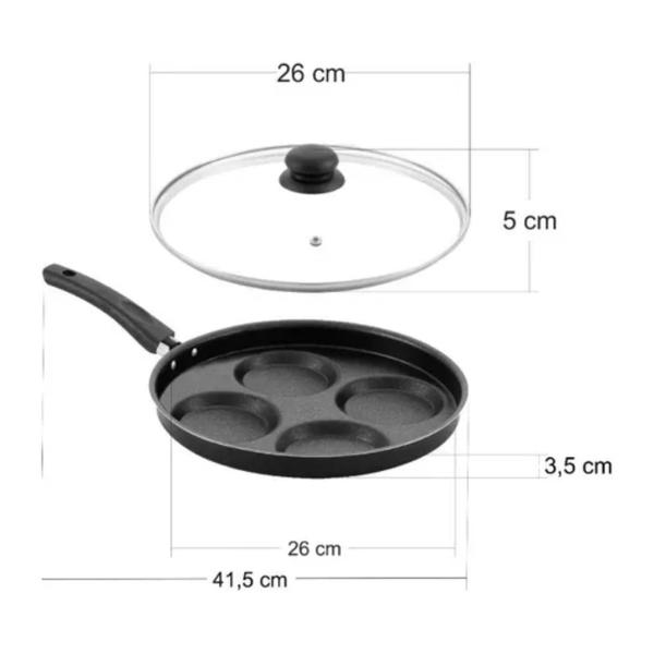 Frigideira Teflon 4 Ovos Antiaderente Preta C/ Tampa Cor Vermelho - Dona Chefa Imagem de Frigideira Teflon 4 Ovos Antiaderente Preta C/ Tampa Cor Vermelho