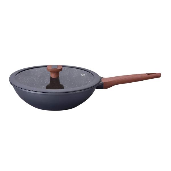 Imagem de Frigideira Titanium Wok 30cm 5,3L de Aluminio Injetado Antiaderente Ceramico Cinza MTA - 8474