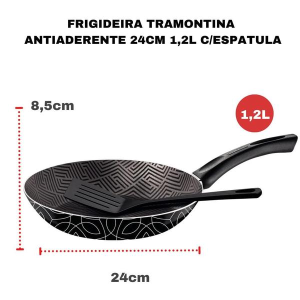 Frigideira Tramontina Antiaderente Avulsa 24cm 1,2 Litros + Espatula Paris Imagem de Frigideira Tramontina Antiaderente Avulsa 24cm 1,2 Litros + Espatula Paris