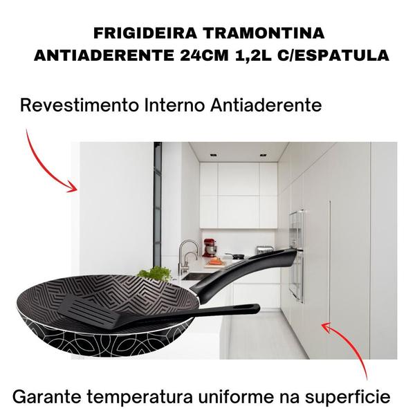 Frigideira Tramontina Antiaderente Avulsa 24cm 1,2 Litros + Espatula Paris Imagem de Frigideira Tramontina Antiaderente Avulsa 24cm 1,2 Litros + Espatula Paris