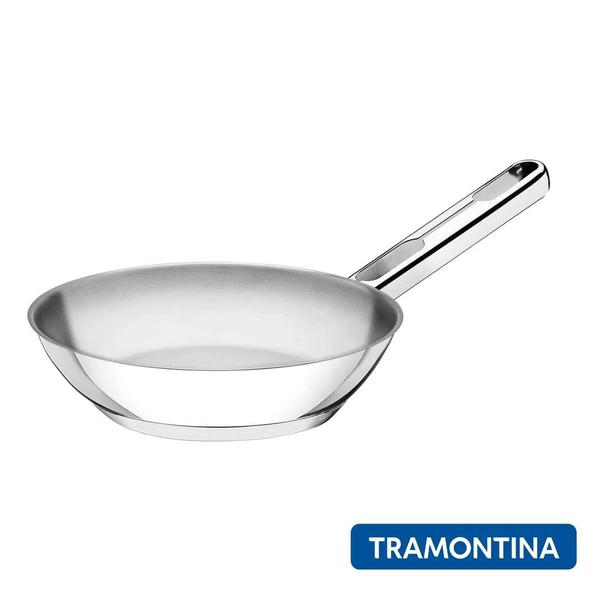 Imagem de Frigideira Tramontina Cooktop Fogão Indução Aço Inox Fundo Triplo 24cm Allegra