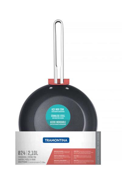 Frigideira Tramontina Ventura em Aço Inox com Interno Antiaderente 24 cm 2,1 L Imagem de Frigideira Tramontina Ventura em Aço Inox com Interno Antiaderente 24 cm 2,1 L
