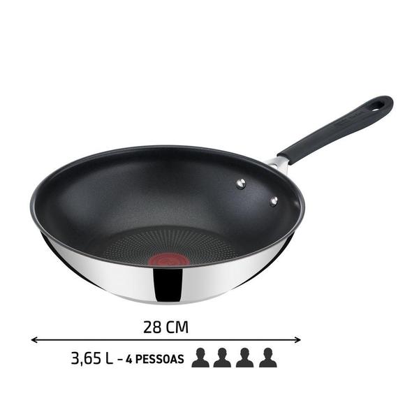 Imagem de Frigideira Wok Aço Inox Com Indução Tefal Jamie Oliver 28cm