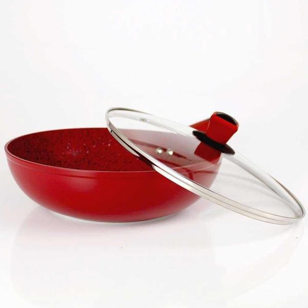 Frigideira Wok Antiaderente 28Cmx8Cm Stonechef Ruby Vermelho - Maxchef Imagem de Frigideira Wok Antiaderente 28Cmx8Cm Stonechef Ruby Vermelho
