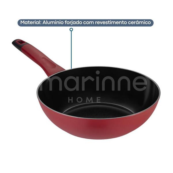 Frigideira Wok Antiaderente Cerâmica Fundo Indução 28cm Oxford Avulsa Imagem de Frigideira Wok Antiaderente Cerâmica Fundo Indução 28cm Oxford Avulsa