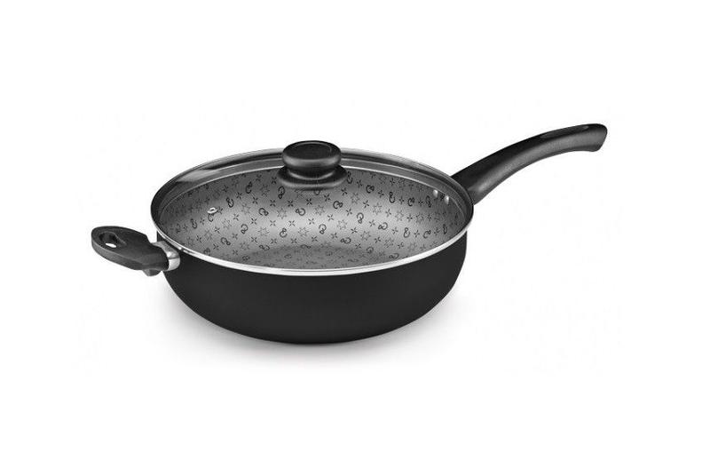 Frigideira Wok antiaderente com tampa de Vidro 28cm Preta Maximum Panelux Imagem de Frigideira Wok antiaderente com tampa de Vidro 28cm Preta Maximum Panelux