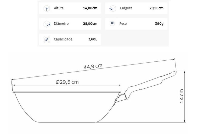 Imagem de Frigideira Wok Antiaderente Loreto 28 Cm 3,6L Tramontina