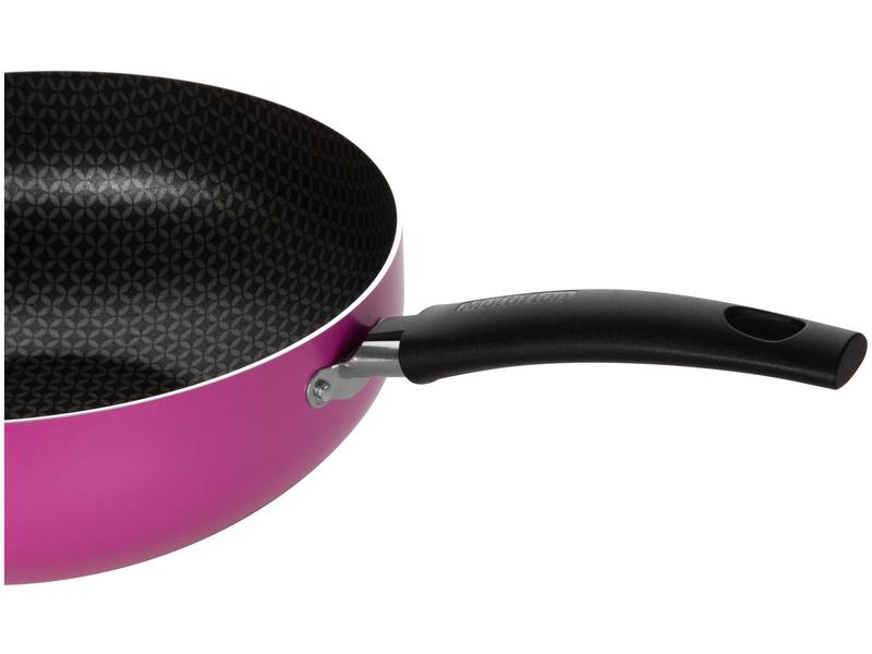 Frigideira Wok Antiaderente Multiflon de Alumínio Color Rosa 24cm Imagem de Frigideira Wok Antiaderente Multiflon de Alumínio Color Rosa 24cm
