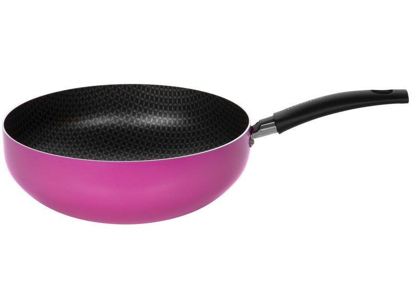 Frigideira Wok Antiaderente Multiflon de Alumínio Color Rosa 24cm Imagem de Frigideira Wok Antiaderente Multiflon de Alumínio Color Rosa 24cm