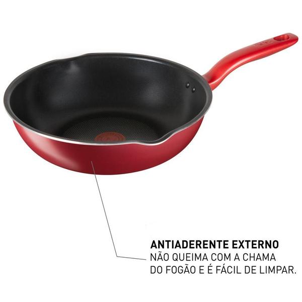 Imagem de Frigideira Wok Com Indução Tefal So Chef 24cm Vermelha