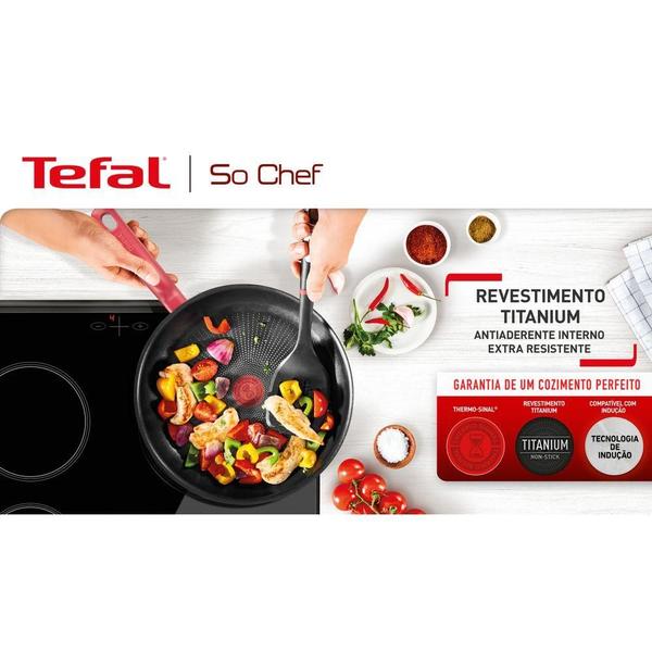 Imagem de Frigideira Wok Com Indução Tefal So Chef 28cm Vermelha