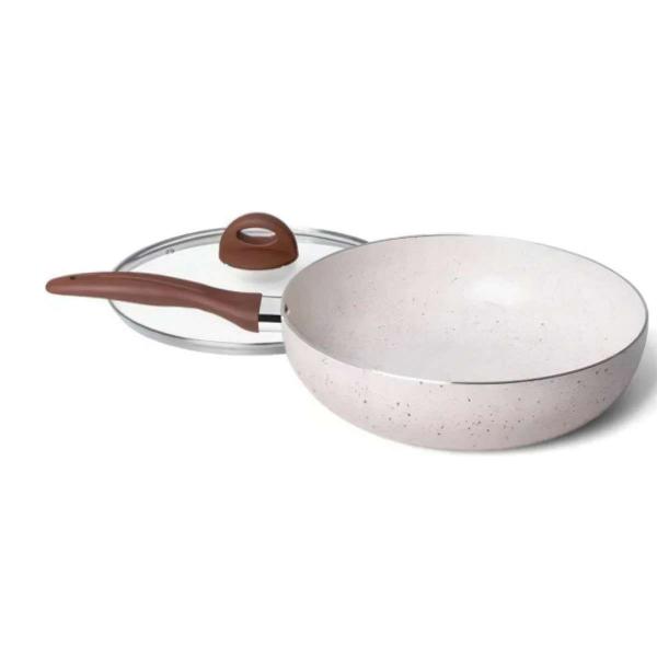 Frigideira Wok Com Tampa De Indução Antiaderente 28 cm Granada 3,4 Litros Brinox Imagem de Frigideira Wok Com Tampa De Indução Antiaderente 28 cm Granada 3,4 Litros Brinox