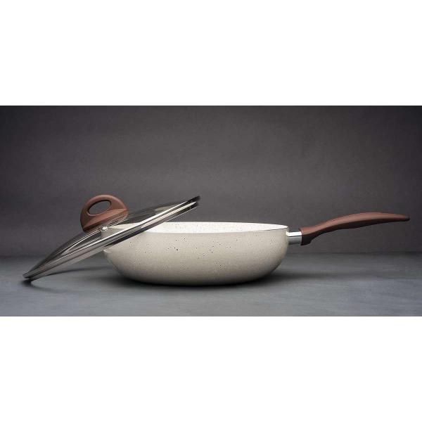 Frigideira Wok Com Tampa De Indução Antiaderente 28 cm Granada 3,4 Litros Brinox Imagem de Frigideira Wok Com Tampa De Indução Antiaderente 28 cm Granada 3,4 Litros Brinox