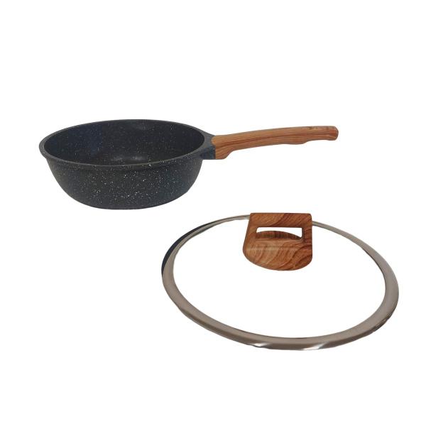 Frigideira Wok de pó de mármore com tampa Cazaro 24 cm Imagem de Frigideira Wok de pó de mármore com tampa Cazaro 24 cm