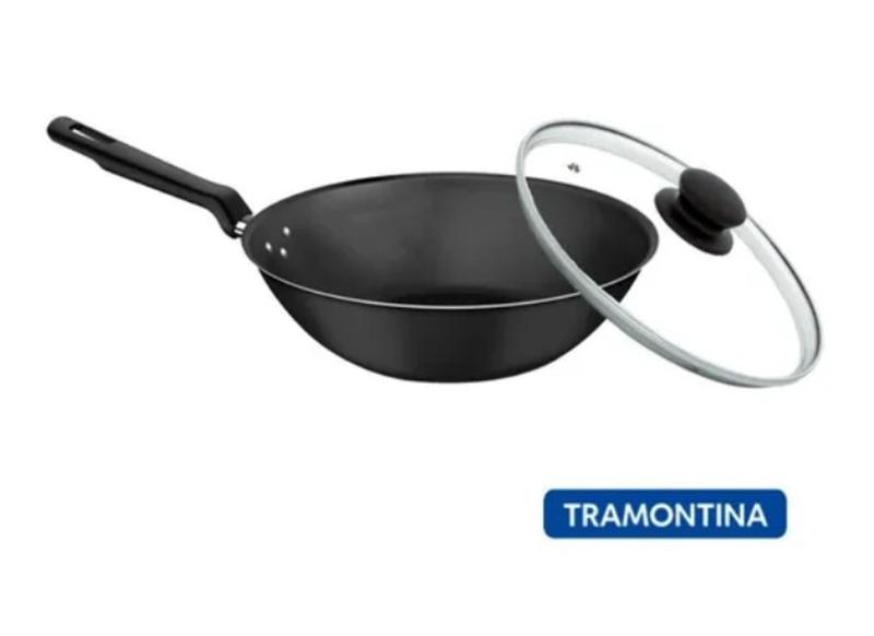 Imagem de Frigideira Wok Funda 28 Cm Com Tampa Tramontina Loreto