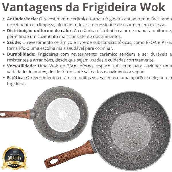 Frigideira Wok Funda 28cm Antiaderente Cerâmica Fundo Indução Premium - Mimo Style Imagem de Frigideira Wok Funda 28cm Antiaderente Cerâmica Fundo Indução Premium