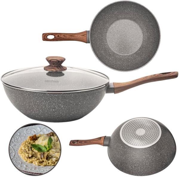 Frigideira Wok Funda 28cm Antiaderente Cerâmica Fundo Indução Premium - Mimo Style Imagem de Frigideira Wok Funda 28cm Antiaderente Cerâmica Fundo Indução Premium