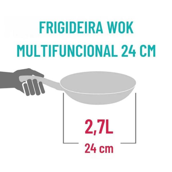 Imagem de Frigideira Wok Mult Rochedo 24Cm Limpa Fácil 9295306760 Verm