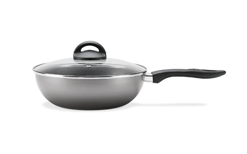 Imagem de Frigideira Wok Prata Antiaderente 2,3L 24cm Com Tampa de Vidro Brinox Chilli