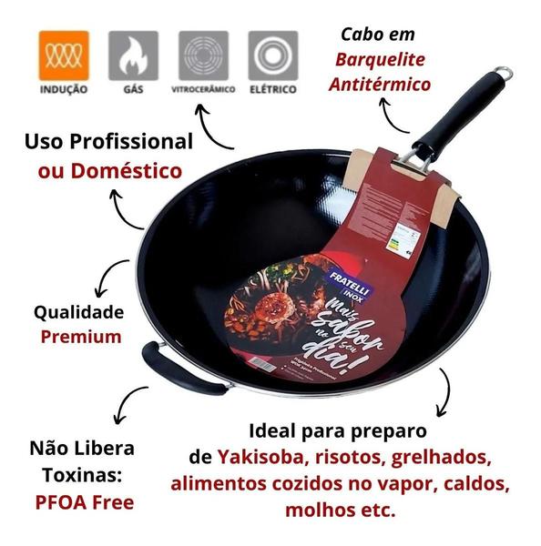 Imagem de Frigideira Wok Profissional Antiaderente 34 Cm - Fratelli