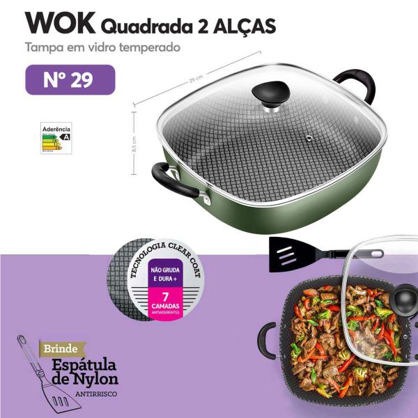 Imagem de Frigideira Wok Quadrada 2 Alças N29 Antiaderente Gourmet Patolux