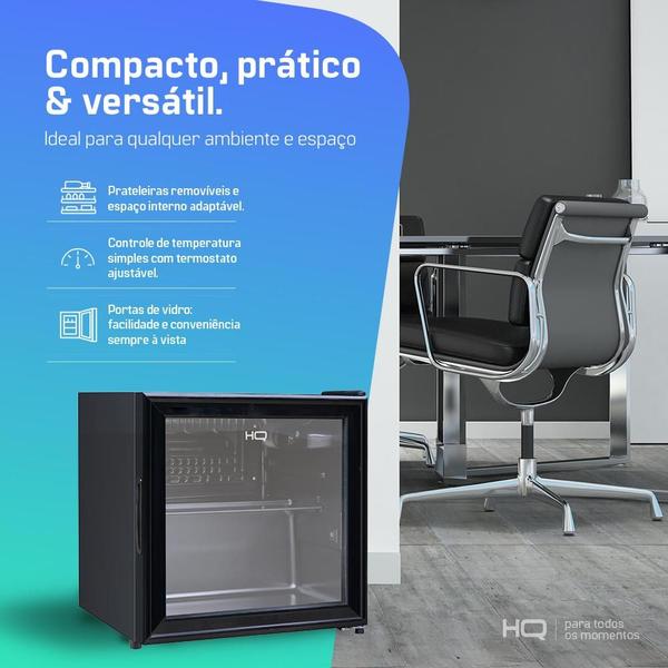 Imagem de Frigobar Expositor Vertical HQ Vidro Duplo 50 Litros Preto HQ-50FBPV