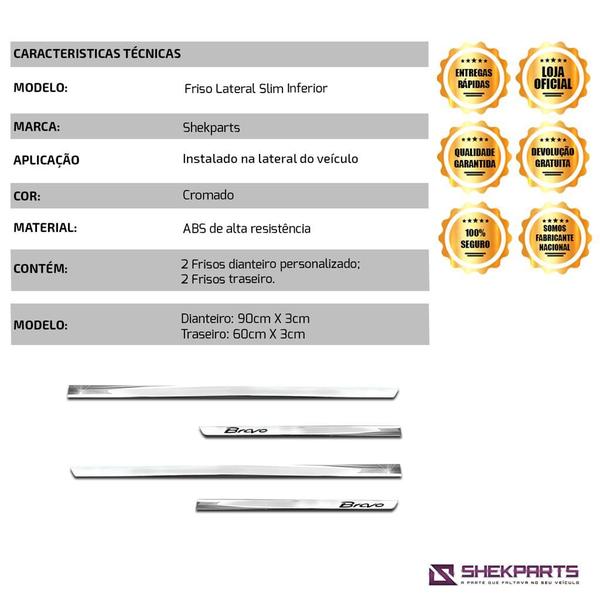 Imagem de Friso Cromado Lateral Slim Fiat Bravo 2011 a 2017